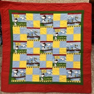 Snoopy Woodstock "Camp Peanuts" Handmade‎ Baby Quilt Blanket Wall Hanging 38x38"